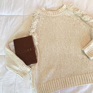 Madewell Cream Fringe Sweater
